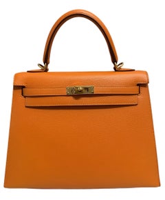 Hermes Kelly 25 Sellier Apricot  Epsom Leather gold hardware