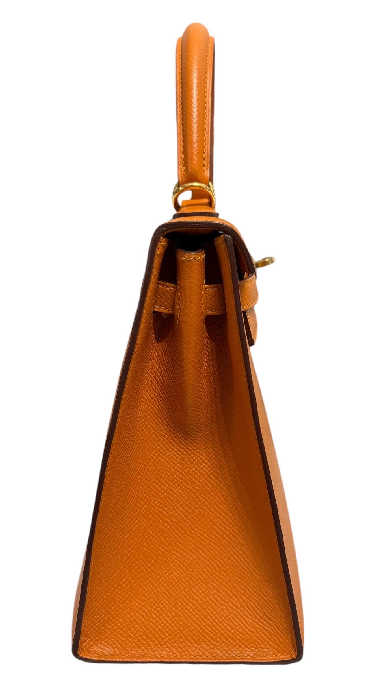 Gold Hermes Kelly 25 Sellier Apricot  Epsom Leather gold hardware