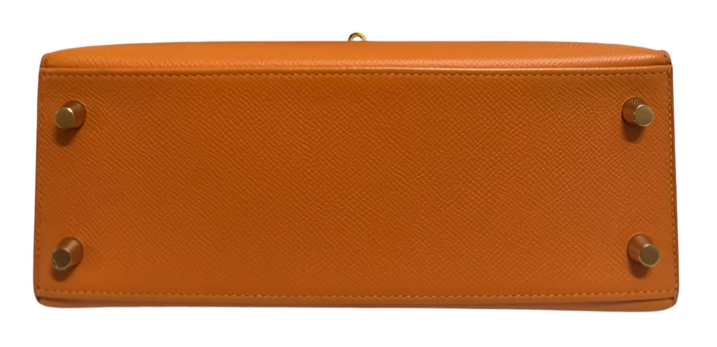 Hermes Kelly 25 Sellier Apricot  Epsom Leather gold hardware 1