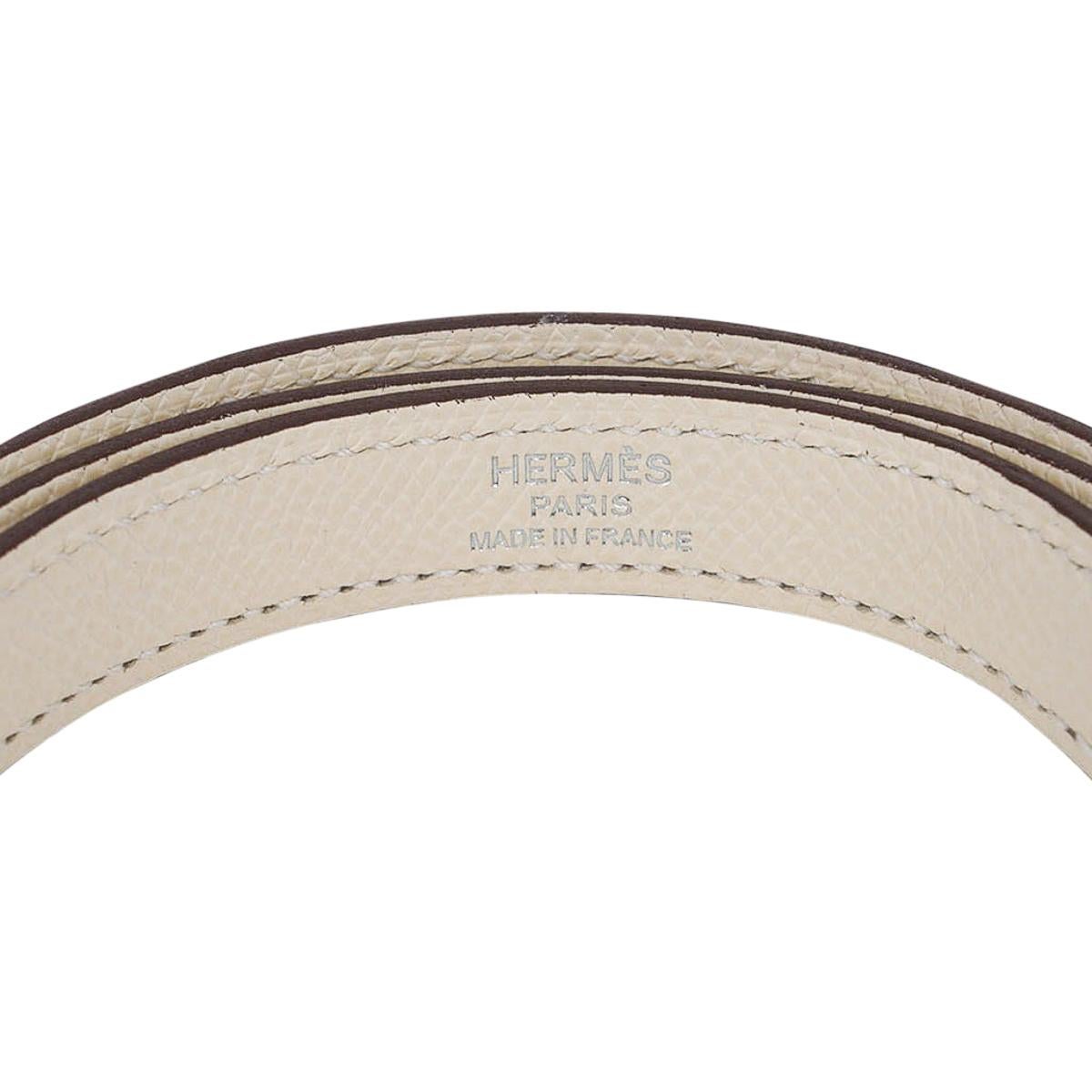 Hermes Kelly 25 Sellier Bag Nata Palladium Hardware Epsom Leather en vente 6