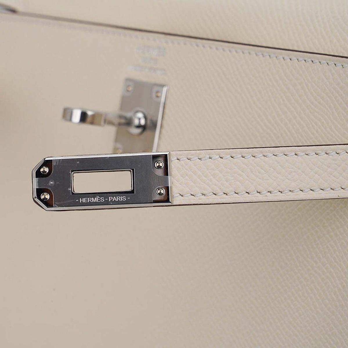 Hermes Kelly 25 Sellier Bag Nata Palladium Hardware Epsom Leather en vente 1