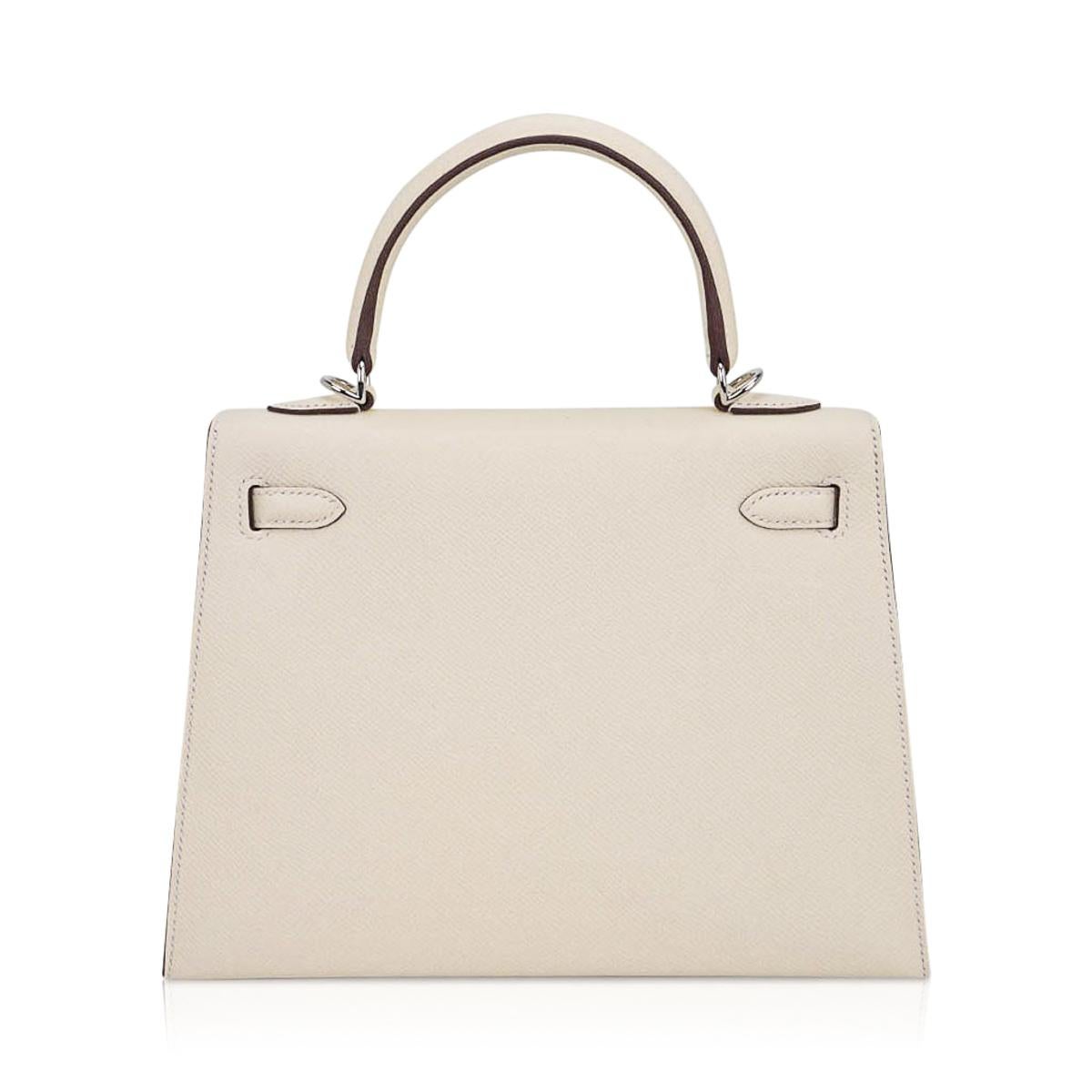 Hermes Kelly 25 Sellier Borsa Nata Palladium Hardware Pelle Epsom 4