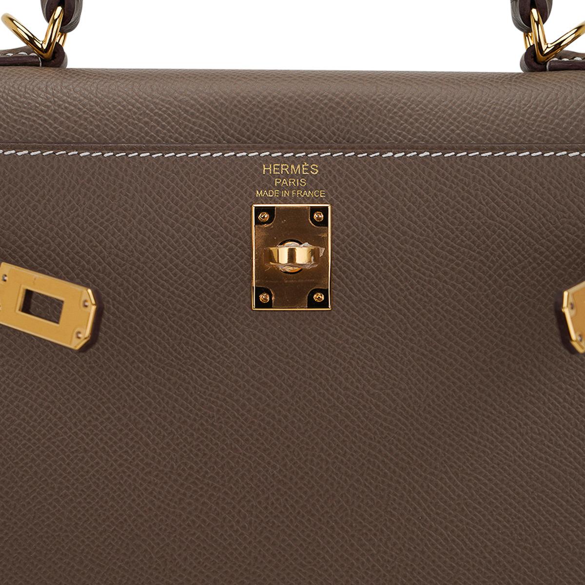 Hermes Kelly 25 Sellier Etoupe Bag Epsom Gold Hardware 1