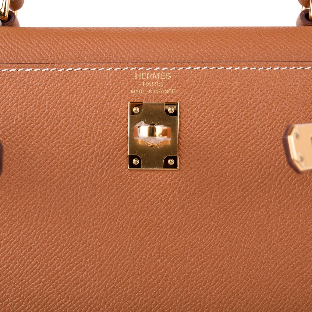 Women's Hermes Kelly 25 Sellier Bag Neutral Gold Epsom Gold Hardware