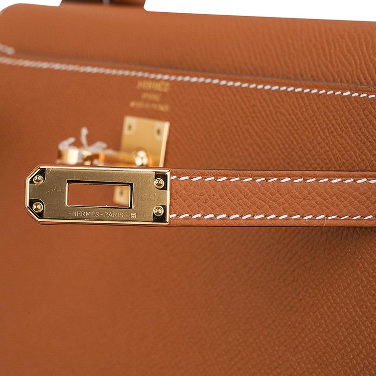 Hermes Kelly 25 Sellier Bag Neutral Craie Epsom Gold Hardware at 1stDibs