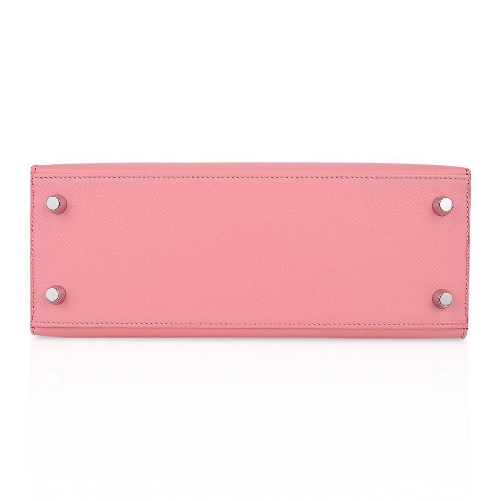 Hermes Kelly Sellier 25 Bag Pink Rose Confetti Palladium Hardware Epsom Leather 5