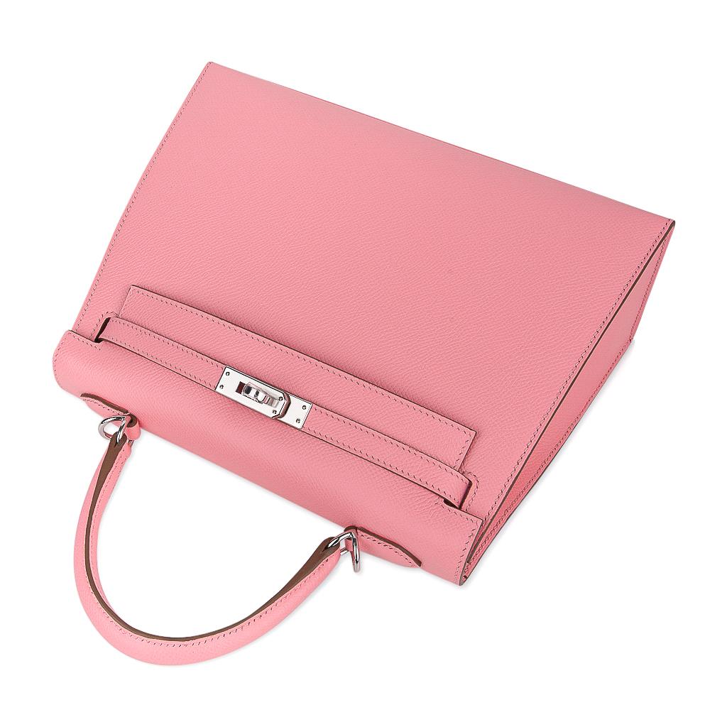 Hermes Kelly Sellier 25 Bag Pink Rose Confetti Palladium Hardware Epsom Leather In New Condition In Miami, FL
