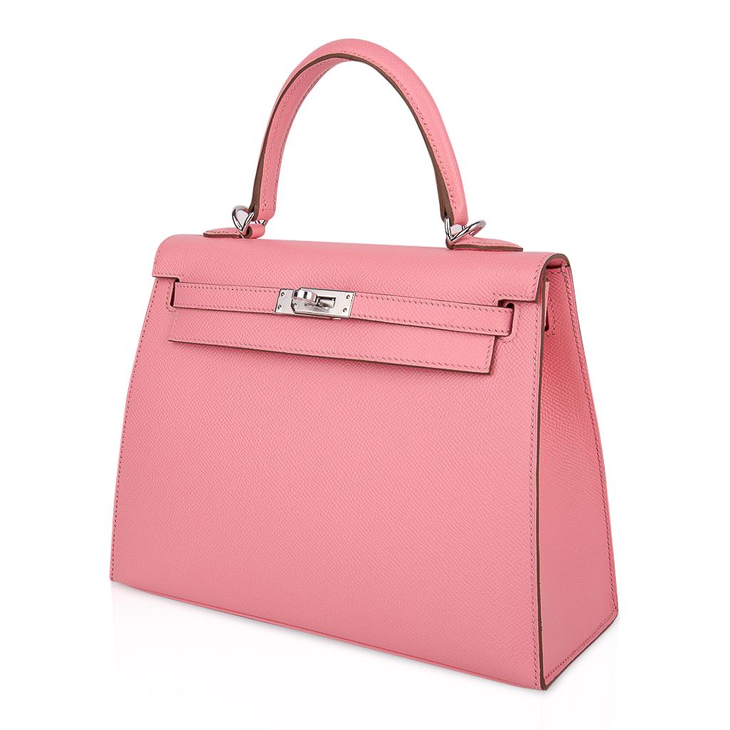 Women's Hermes Kelly Sellier 25 Bag Pink Rose Confetti Palladium Hardware Epsom Leather