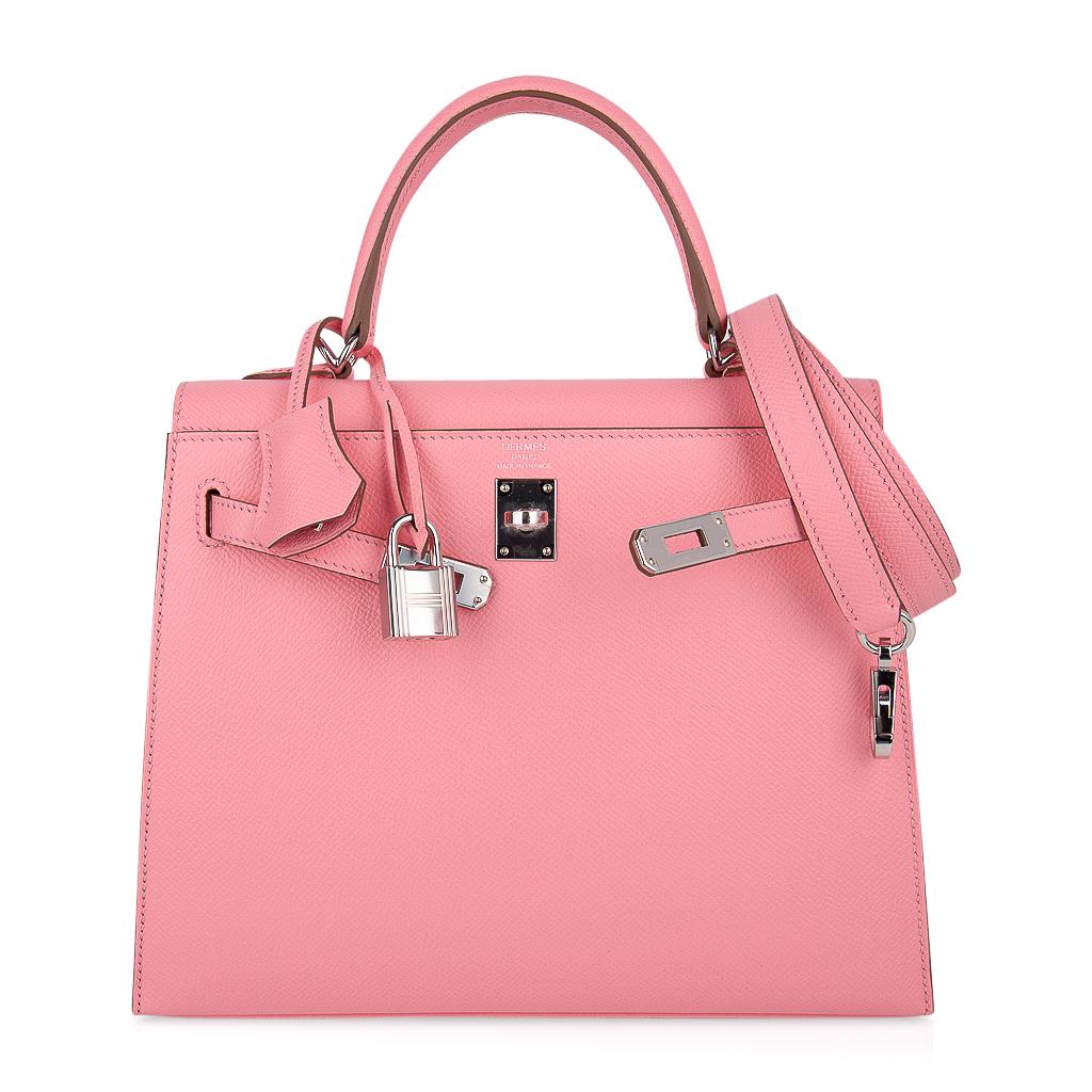 Hermes Kelly Sellier 25 Bag Pink Rose Confetti Palladium Hardware Epsom Leather 1