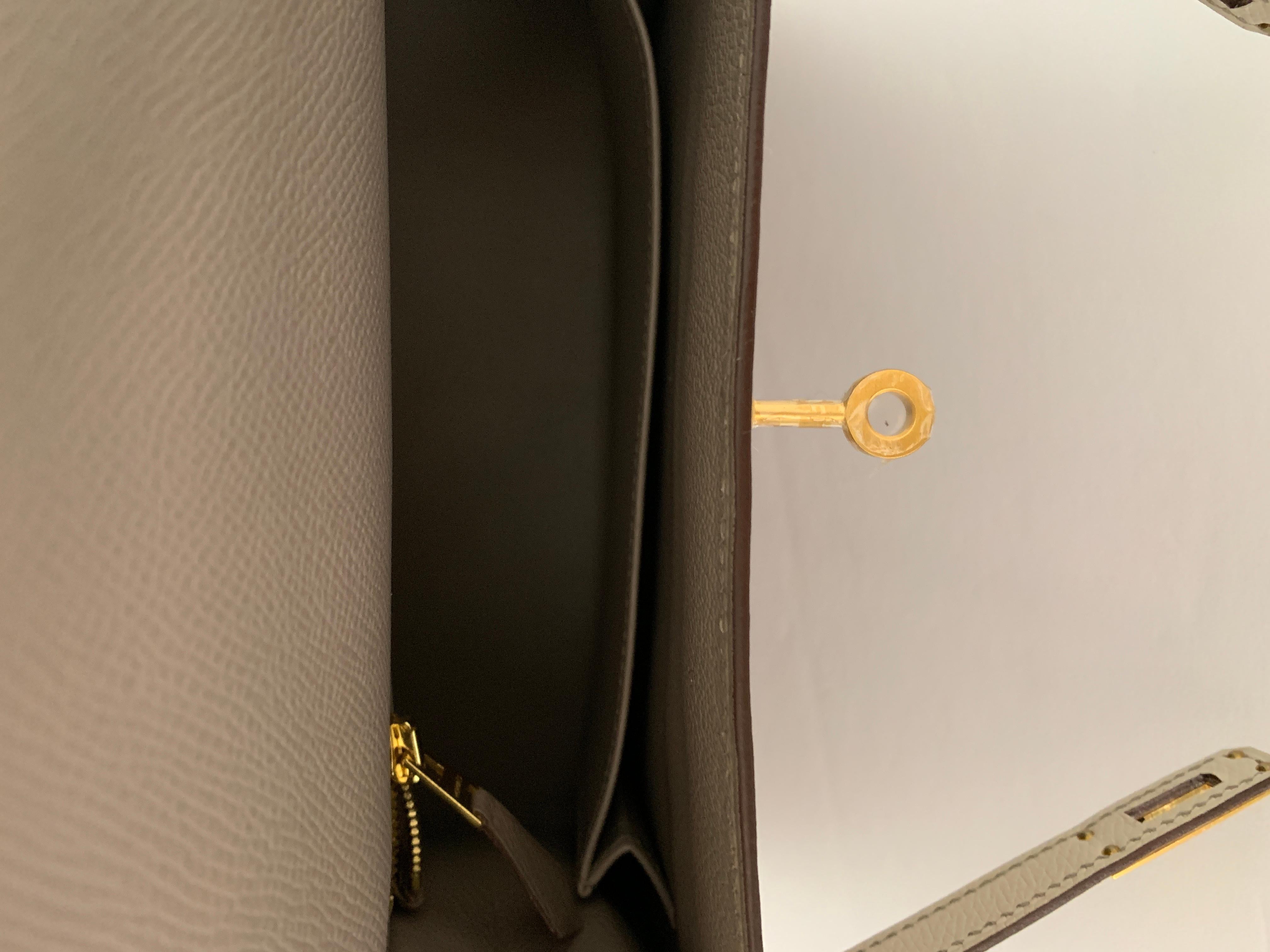 Women's or Men's Hermes Kelly 25 Sellier Bicolor HSS Gris Asphalte and Craie