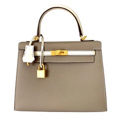 Hermes Kelly 25 Sellier Bicolor HSS Gris Asphalte and Craie 