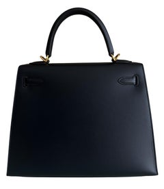Hermes Kelly 25 Sellier Black Noir Sombrero Leather Rare Shoulder Bag