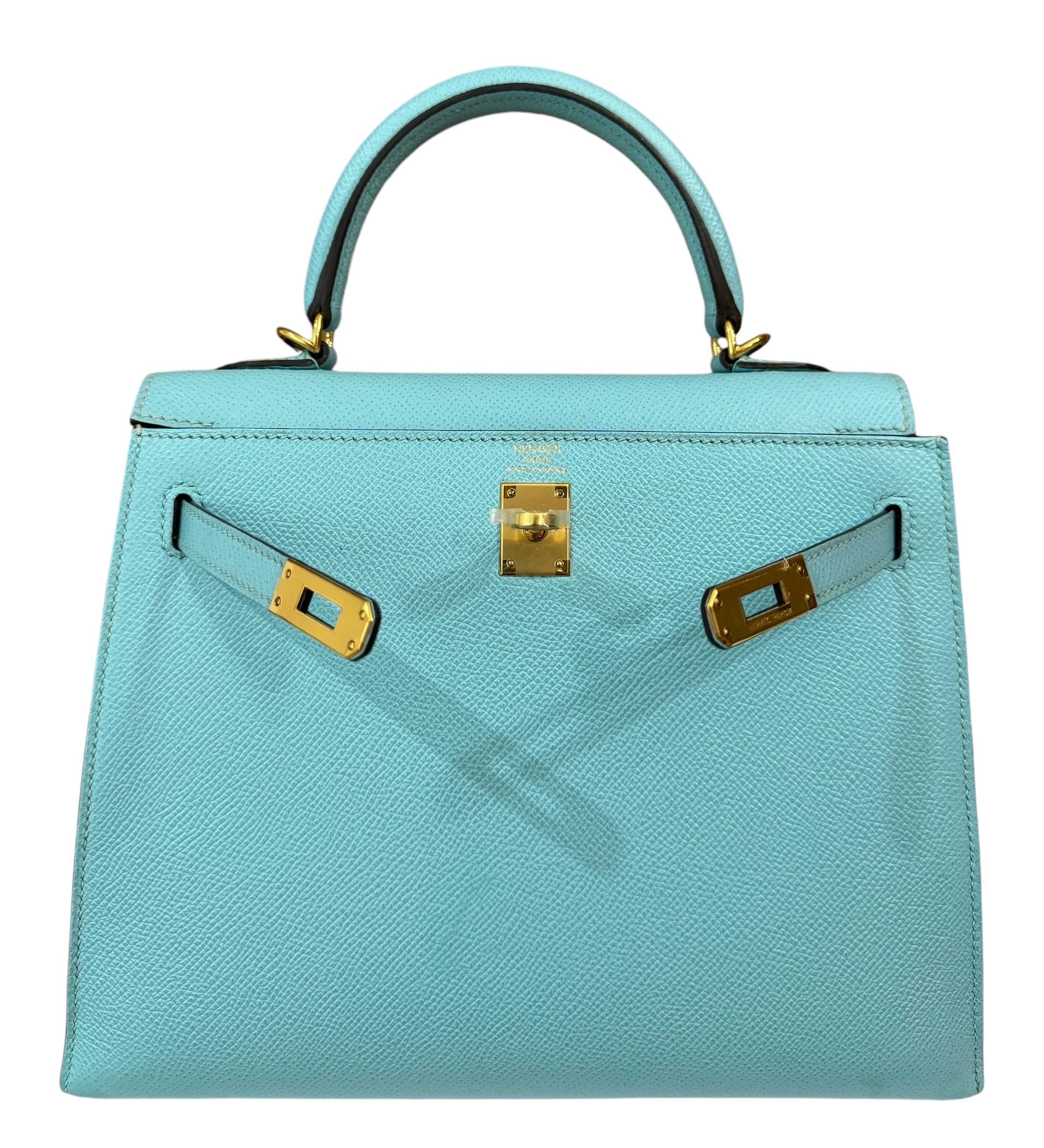 Women's or Men's Hermes Kelly 25 Sellier Blue Atoll 