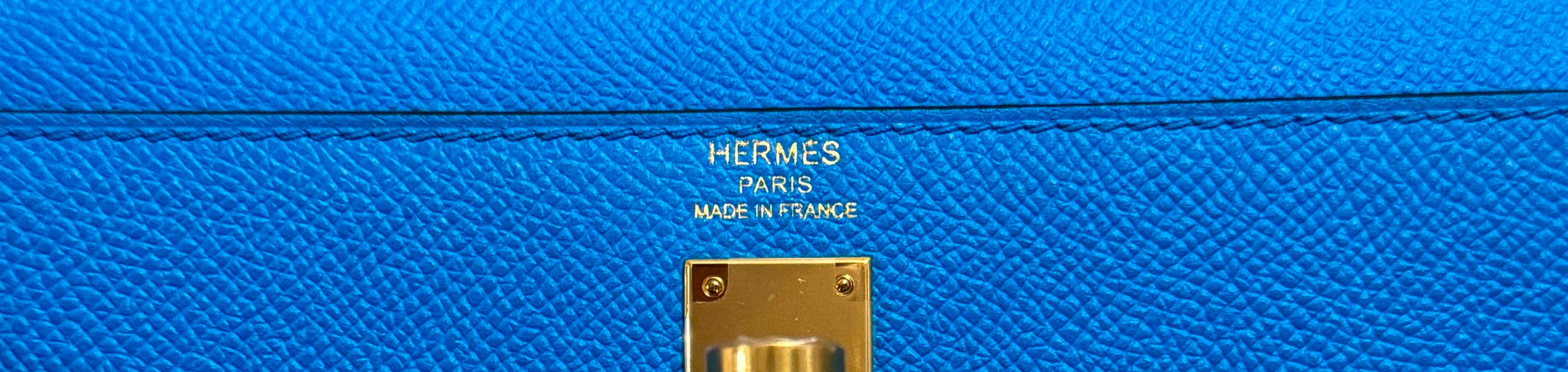 Hermes Kelly 25 Sellier Blue Frida Epsom Gold Hardware Shoulder Bag 2