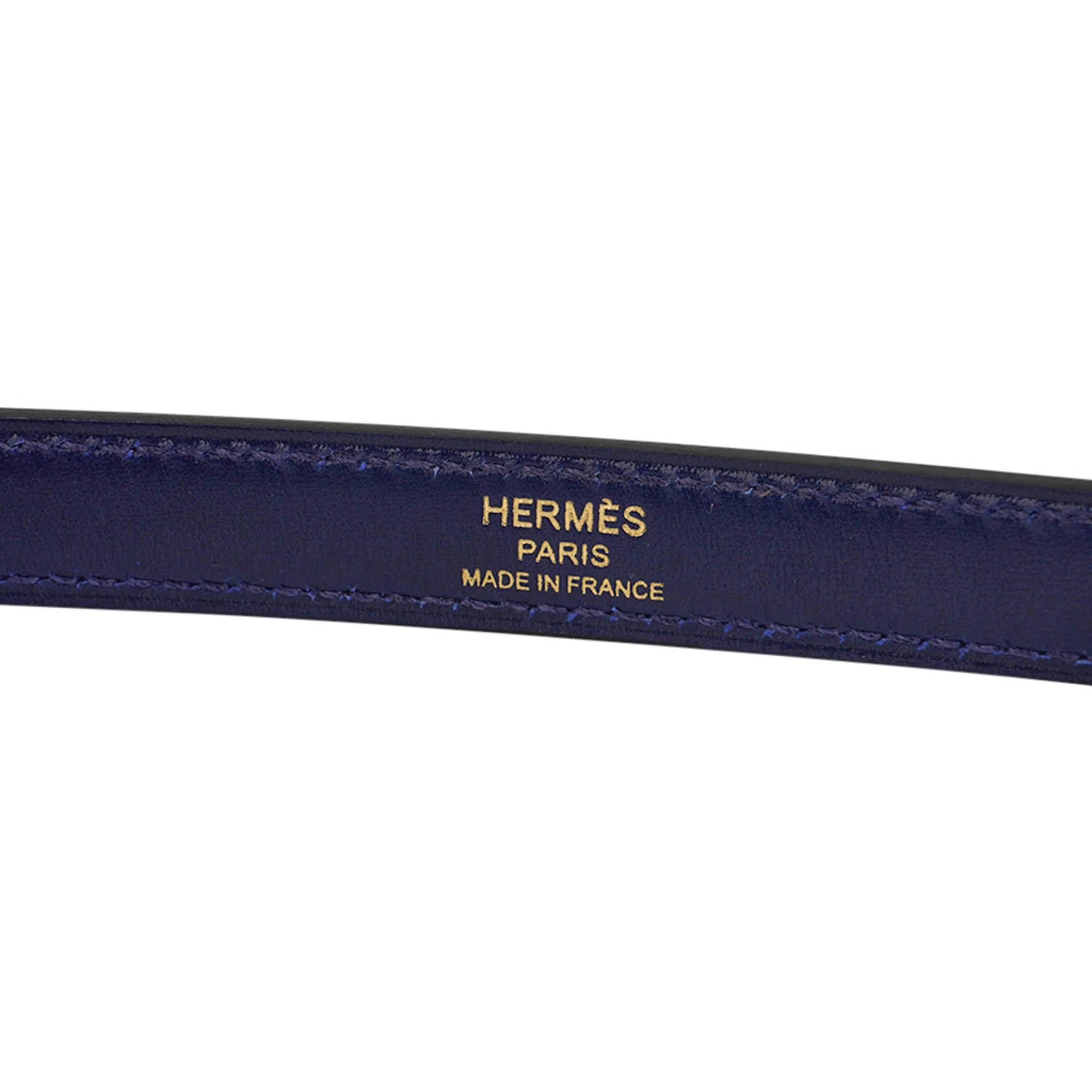 Hermes Kelly 25 Sellier Blue Sapphire Box Leather Bag Gold Hardware For Sale 6