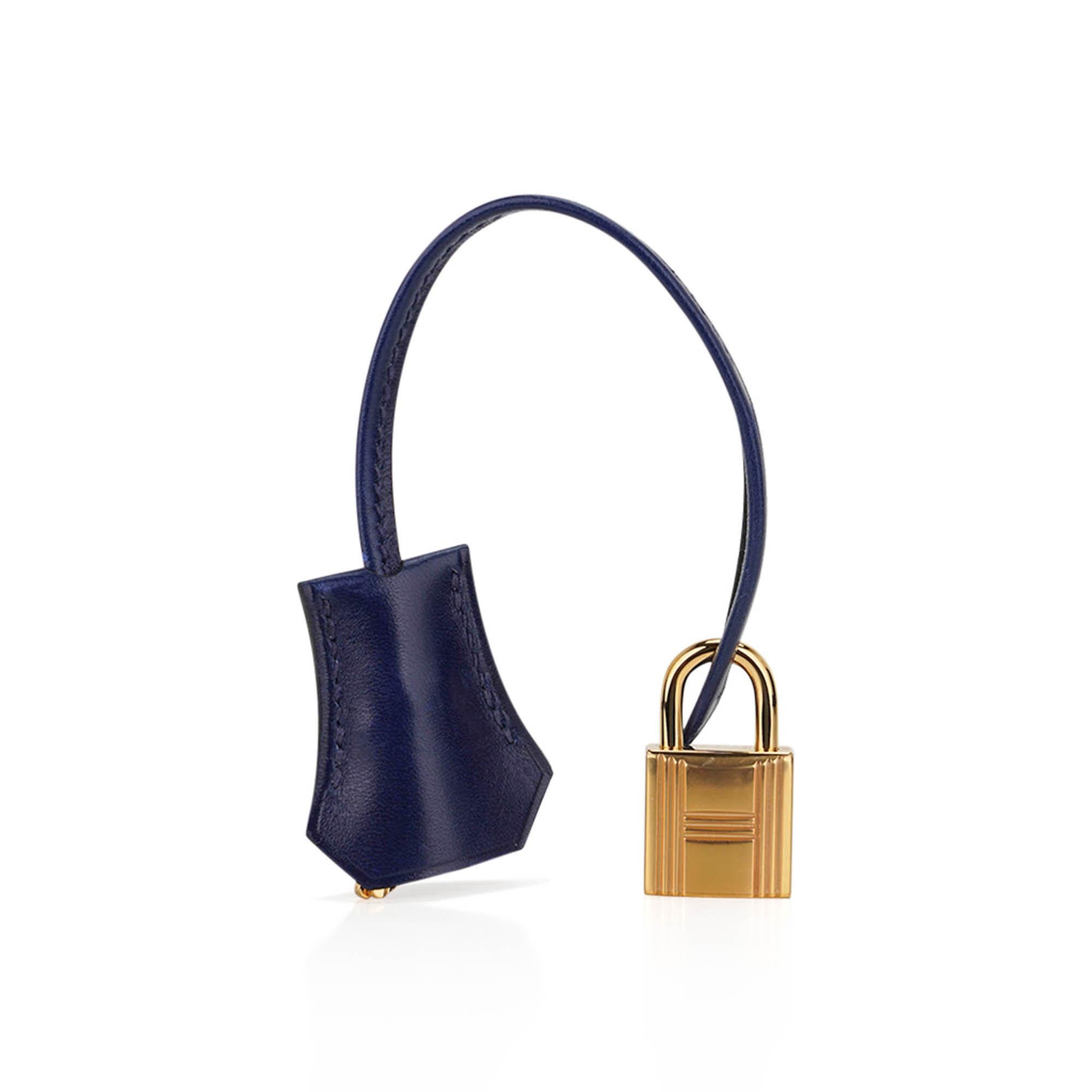 Hermes Kelly 25 Sellier Blue Sapphire Box Leather Bag Gold Hardware en vente 5
