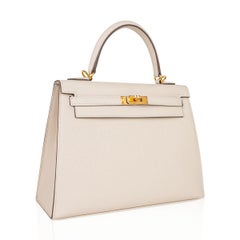 Hermes Kelly 25 Sellier Craie Bag Gold Hardware Epsom Leather