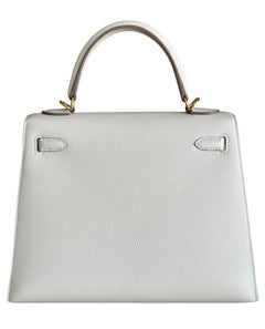 Hermes Kelly 25 Sellier Craie White Epsom Leather Gold Hardware Shoulder Bag