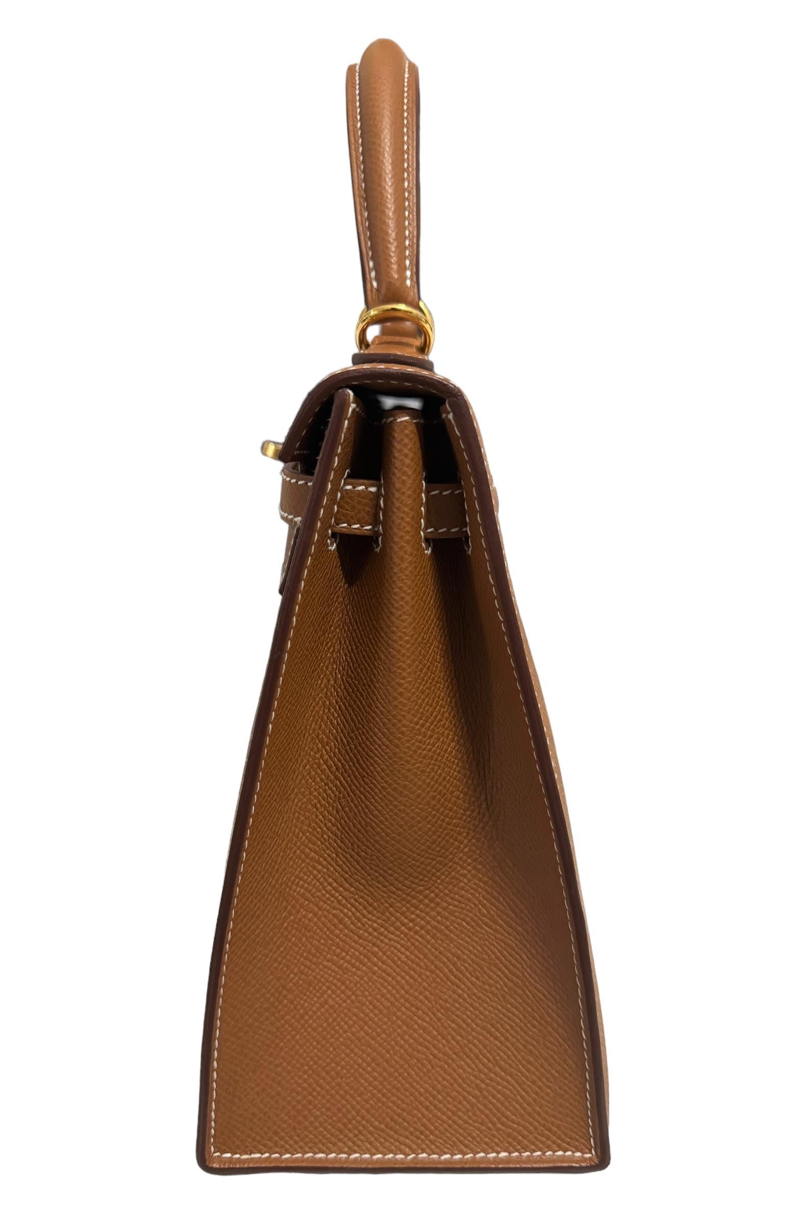 Hermes Kelly 25 Sellier Gold Tan Epsom Leather Shoulder Bag Gold Hardware 2022 For Sale 1