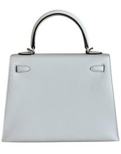 Hermes Kelly 25 Sellier Gris Platine Gray Epsom Leather Shoulder Bag