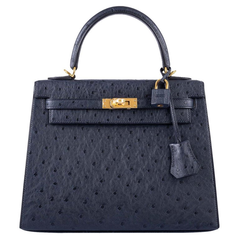 KELLY SELLIER 25 BAG IN SALMON PINK OSTRICH LEATHER WITH GOLD HARDWARE