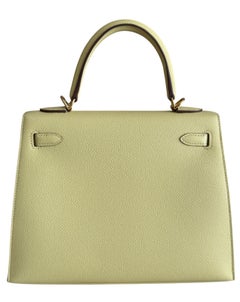 Hermes Kelly 25 Sellier Jaune Poussin Epsom Leather Gold Hardware Shoulder Bag