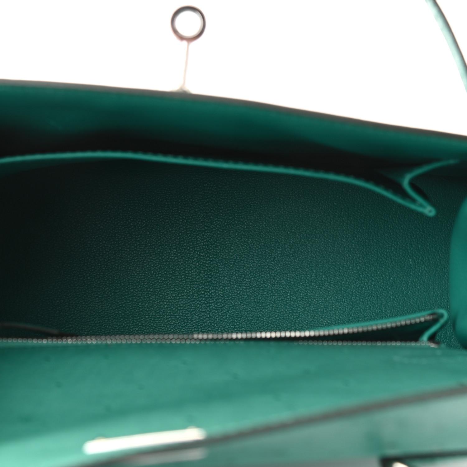 Hermès - Sac à bandoulière Kelly 25 Sellier en autruche vert exotique avec poignée supérieure en palladium 2