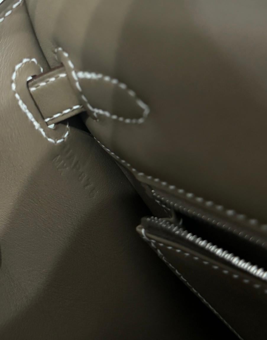 Hermes Kelly 25 Sellier gepolstert Etoupe grau Limited Edition Palladium Hardware 3