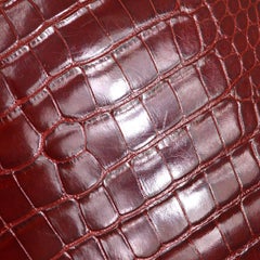 HERMES Kelly 25 Sellier Red Alligator Exotic Palladium Top Handle Shoulder Bag