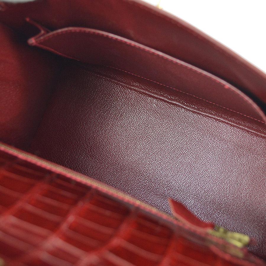 HERMES Kelly 25 Sellier Red Rouge Alligator Exotic Top Handle Shoulder Bag In Good Condition In Chicago, IL