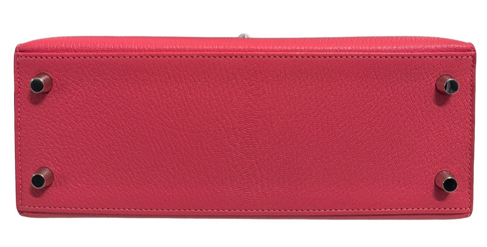Hermes Kelly 25 Sellier Rose Azalee Azalea Pink Chevre Leather Palladium HWR 4