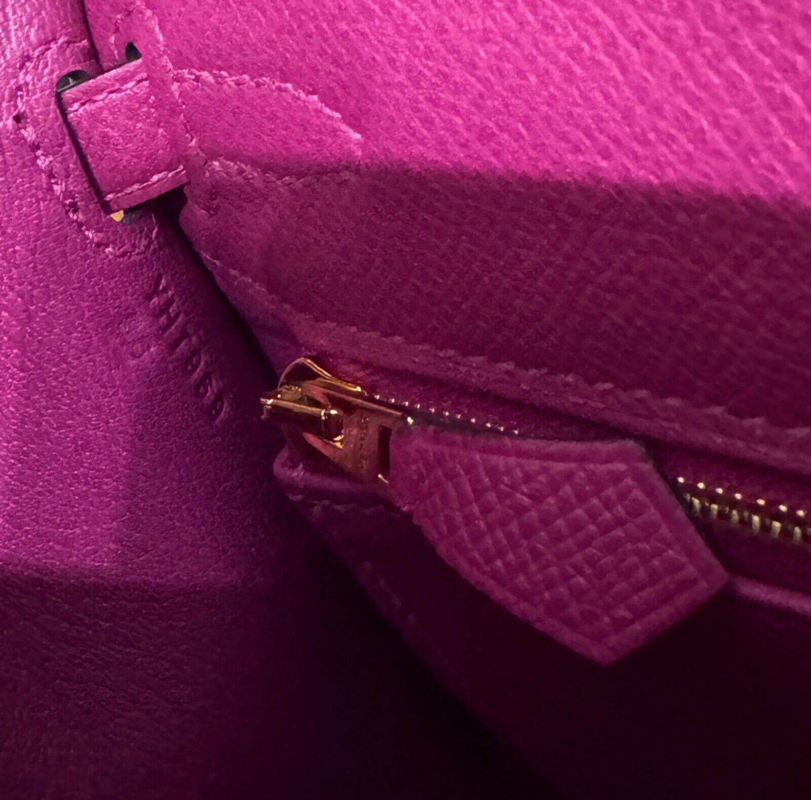 Hermes Kelly 25 Sellier Rose Pourpre Pink Epsom Leather Gold Hardware RARE 1