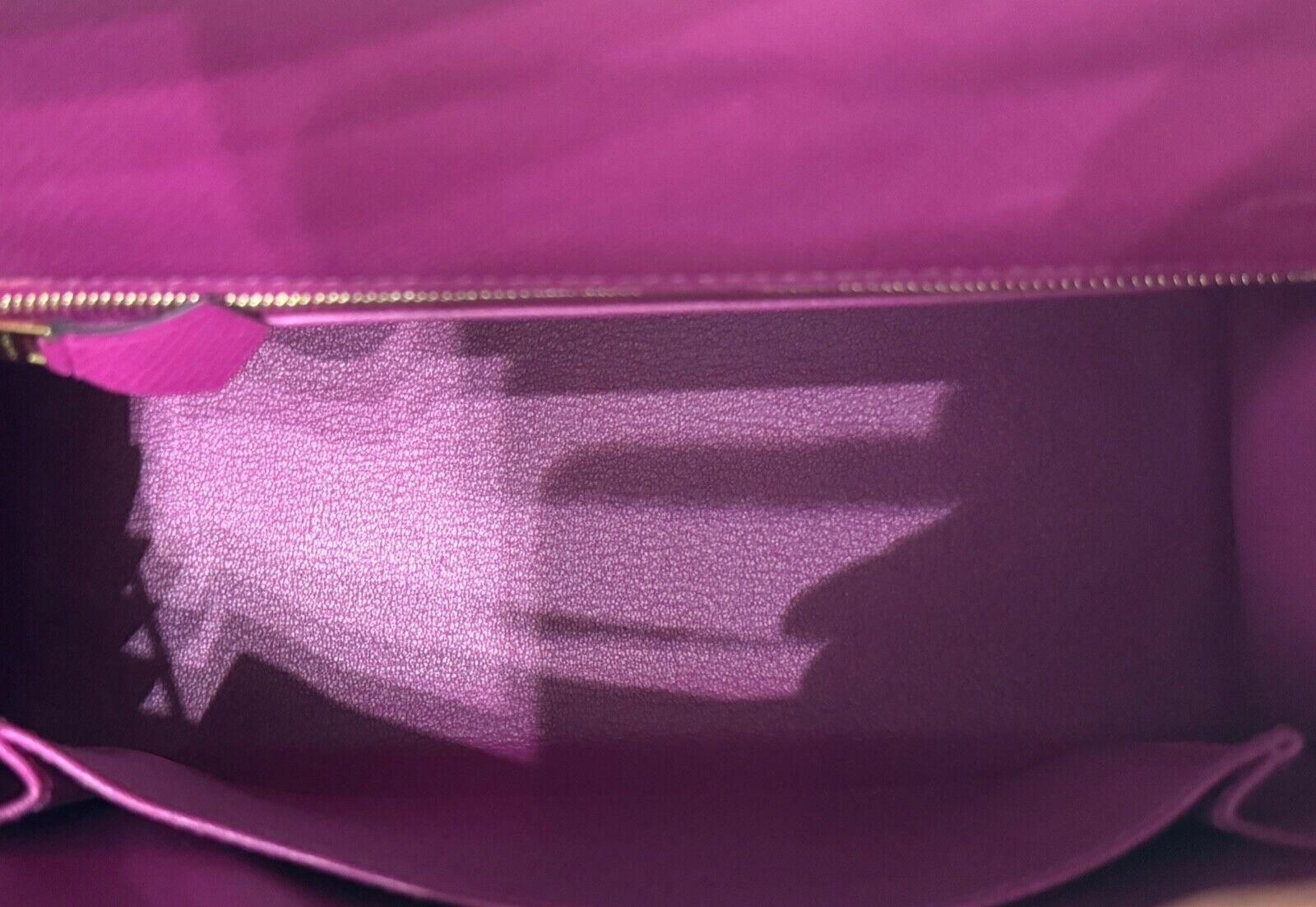 Hermes Kelly 25 Sellier Rose Pourpre Pink Epsom Leather Gold Hardware RARE 2