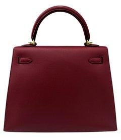 Hermes Kelly 25 Sellier Rouge Grenat Epsom Leather Gold Hardware Shoulder Bag