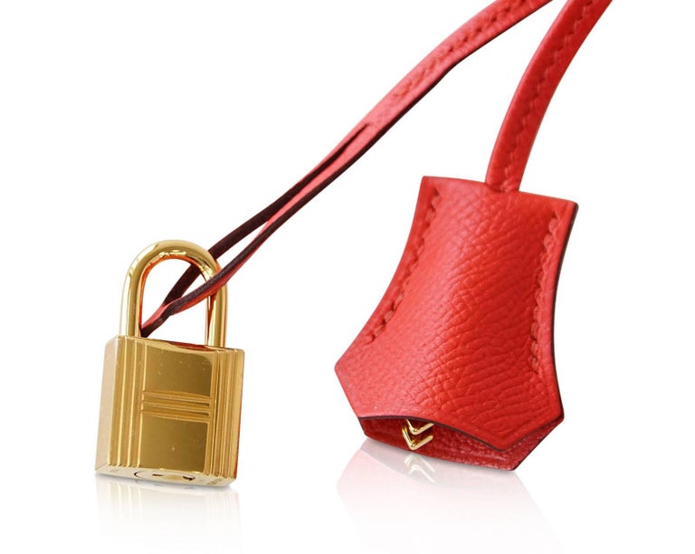 Hermes Kelly 25 Sellier Rouge Tomate Red Epsom Leather Bag Gold Hardware at  1stDibs