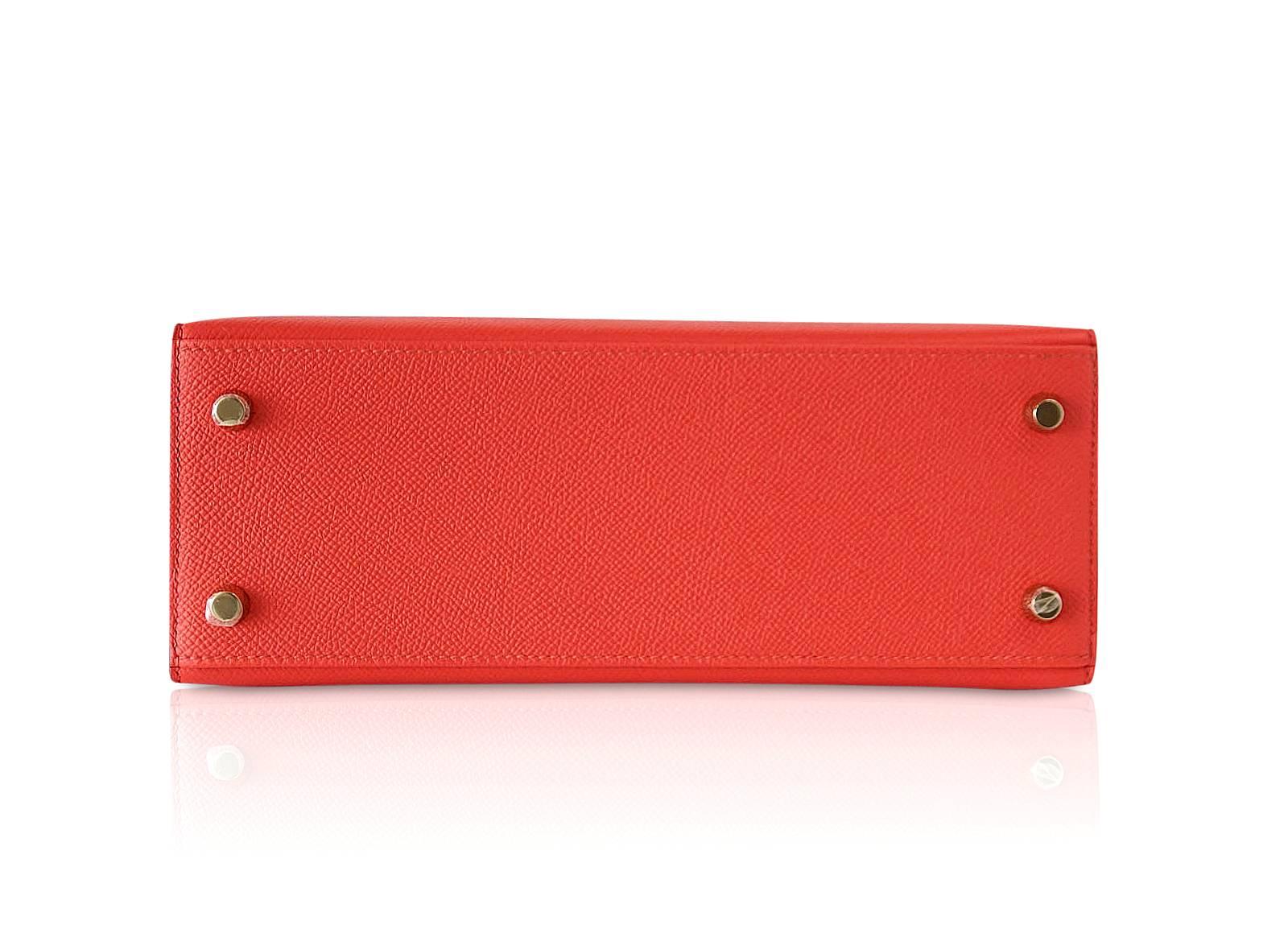 Hermes Kelly 25 Sellier Rouge Tomate Red Epsom Leather Bag Gold Hardware 2