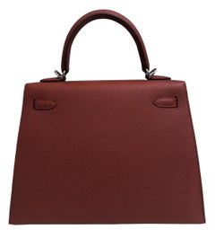 Hermes Kelly 25 Sellier Rouge Venetian Epsom Leather.