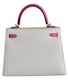 Hermes Kelly 25 Sellier Sonderanfertigung Craie Rose Azalee Pink Epsom Umhängetasche