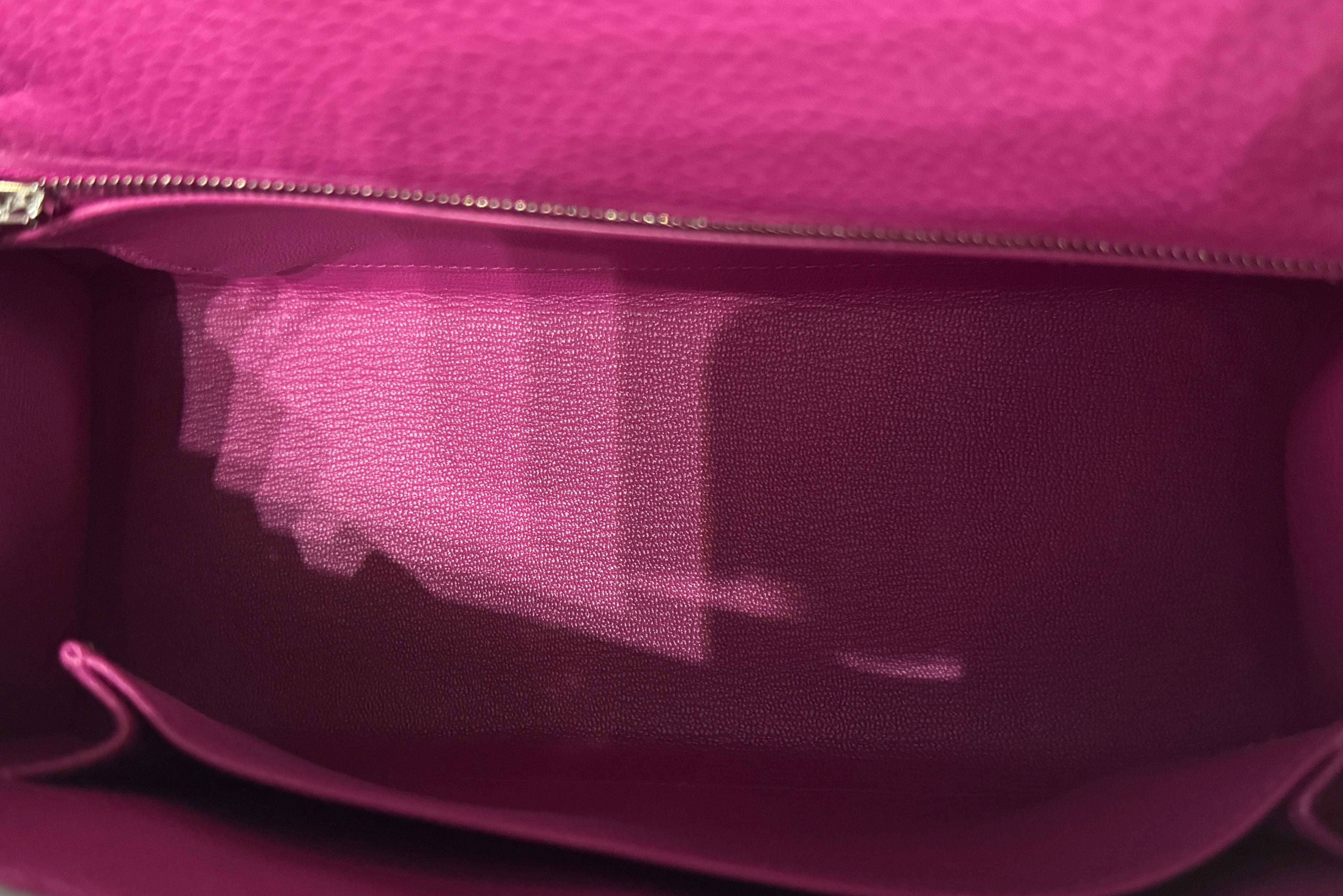 Hermes Kelly 25 Sellier Special Order Rose Pourpre Pink Togo Palladium HWR RARE 6