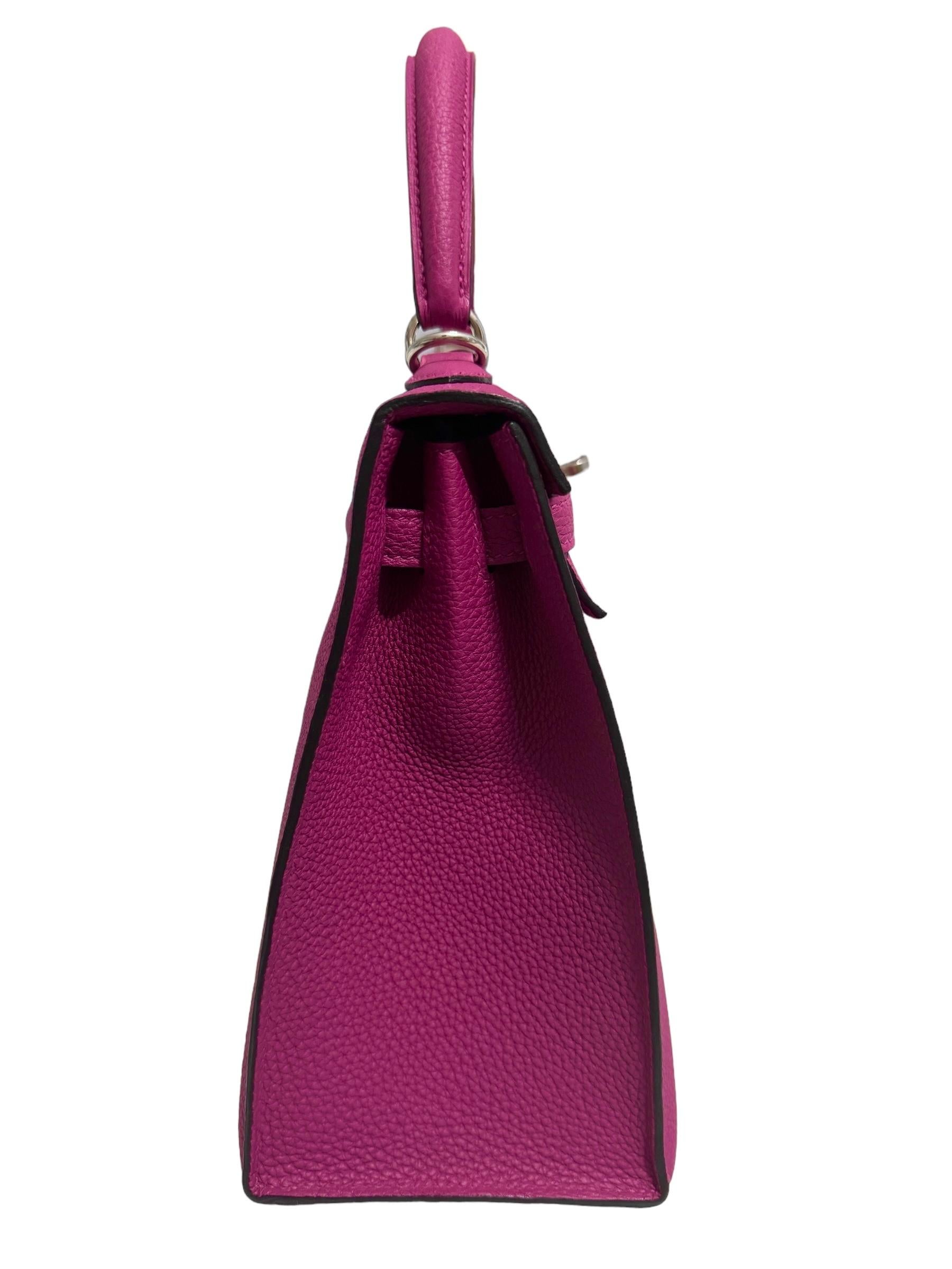 Hermes Kelly 25 Sellier Special Order Rose Pourpre Pink Togo Palladium HWR RARE 3