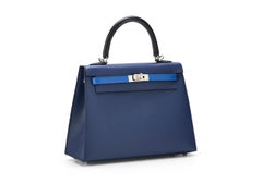 Hermès Kelly 25 Sellier Tri-Color Bleu Saphir Epsom Palladium Hardware