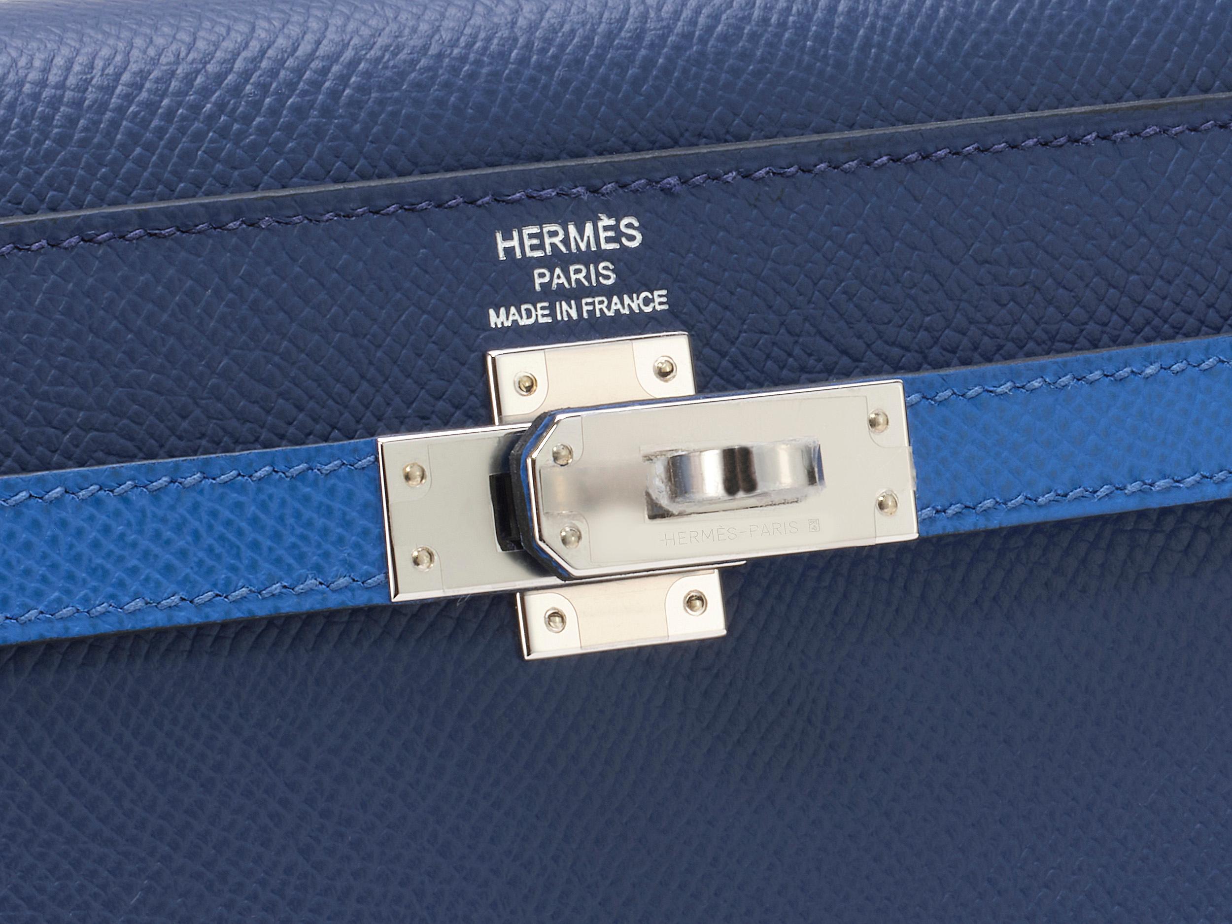 Hermès Kelly 25 Sellier Tri-Color Bleu Saphir Epsom Palladium Hardware en Nuevo estado para la venta en Berlin, DE
