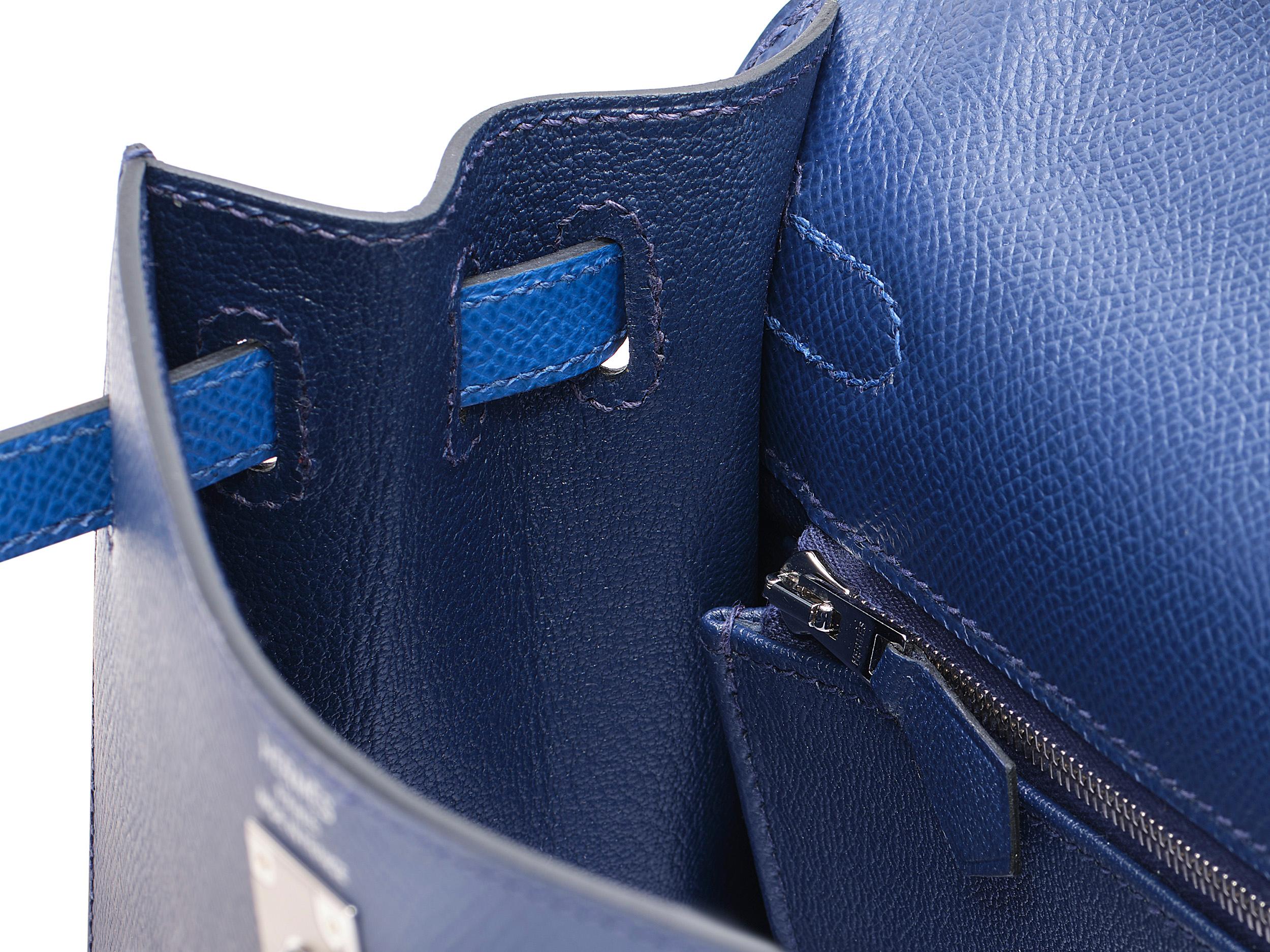 Hermès Kelly 25 Sellier Tri-Color Bleu Saphir Epsom Palladium Hardware en venta 1