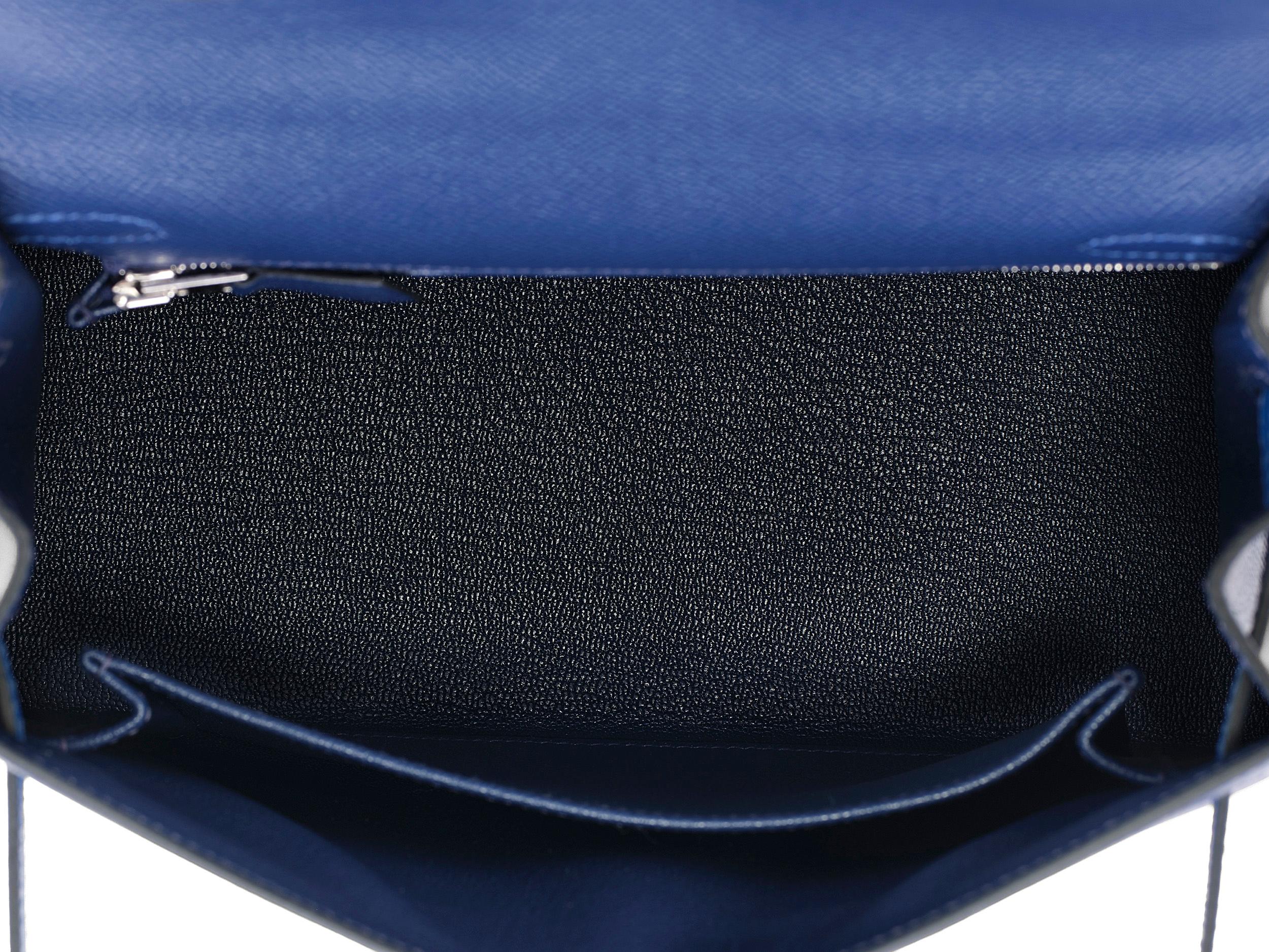 Hermès Kelly 25 Sellier Tri-Color Bleu Saphir Epsom Palladium Hardware en venta 2