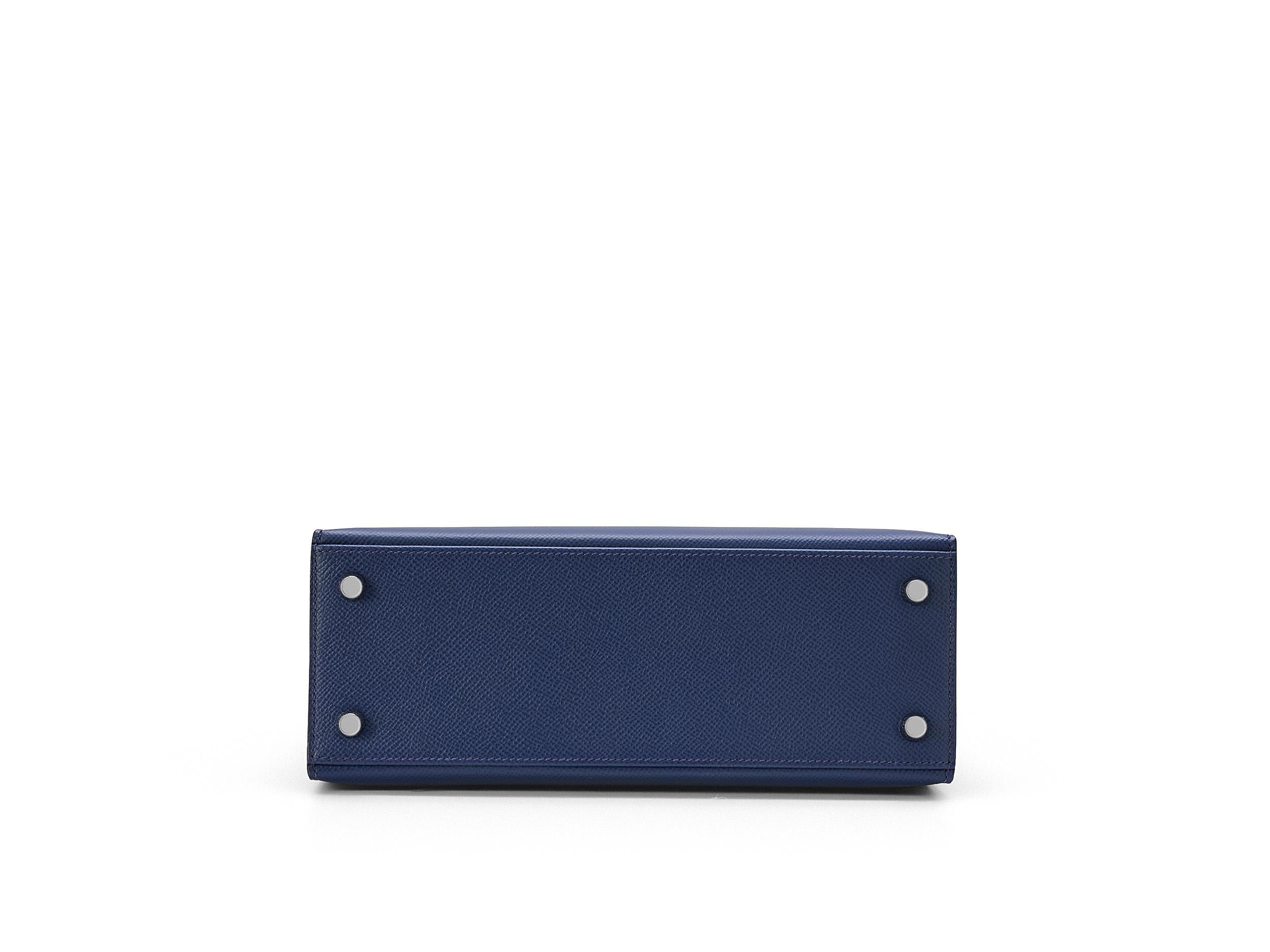 Hermès Kelly 25 Sellier Tri-Color Bleu Saphir Epsom Palladium Hardware en venta 3