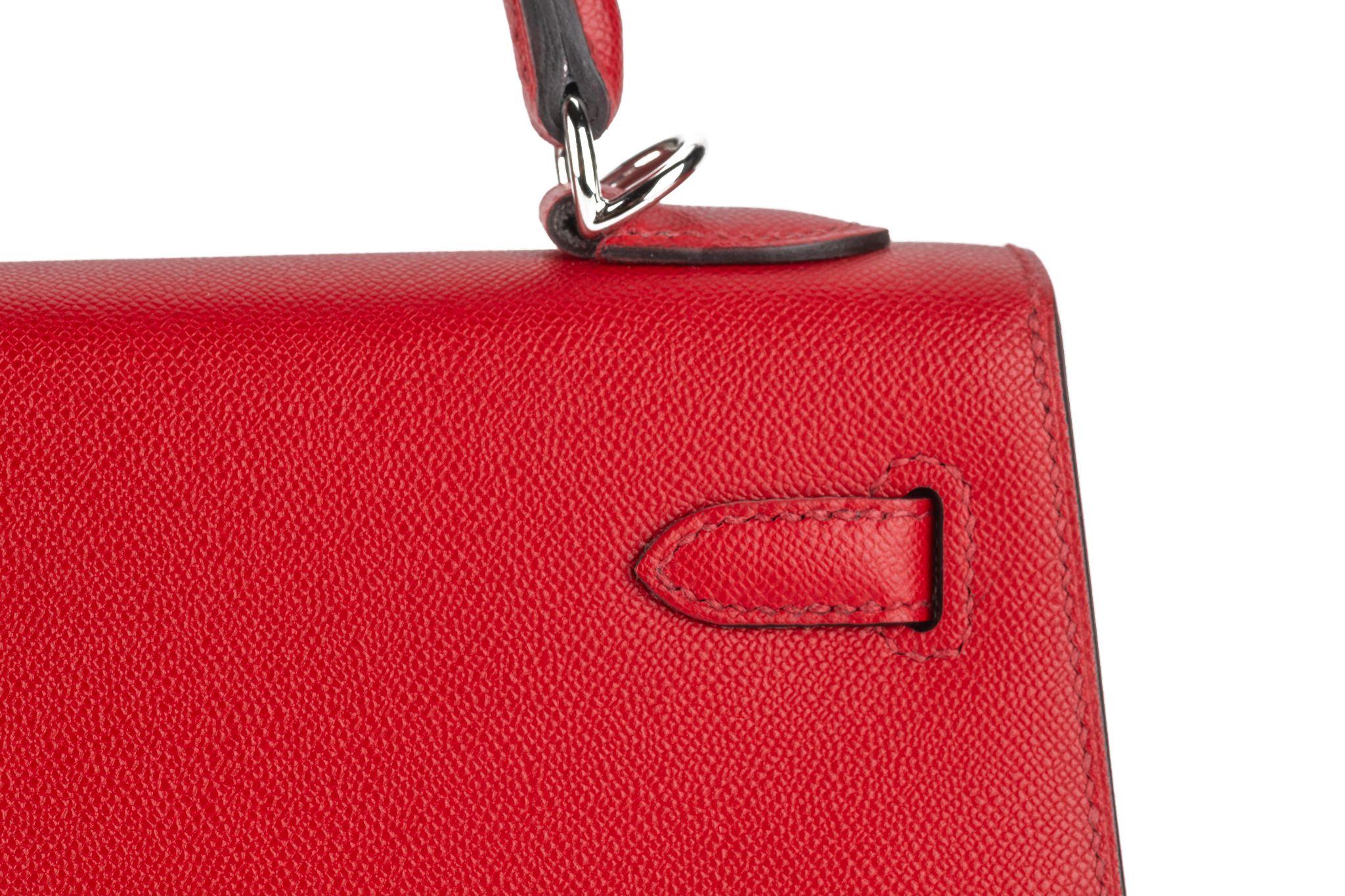 Hermès Kelly 25 Sellier Verso Rouge Piment For Sale 5
