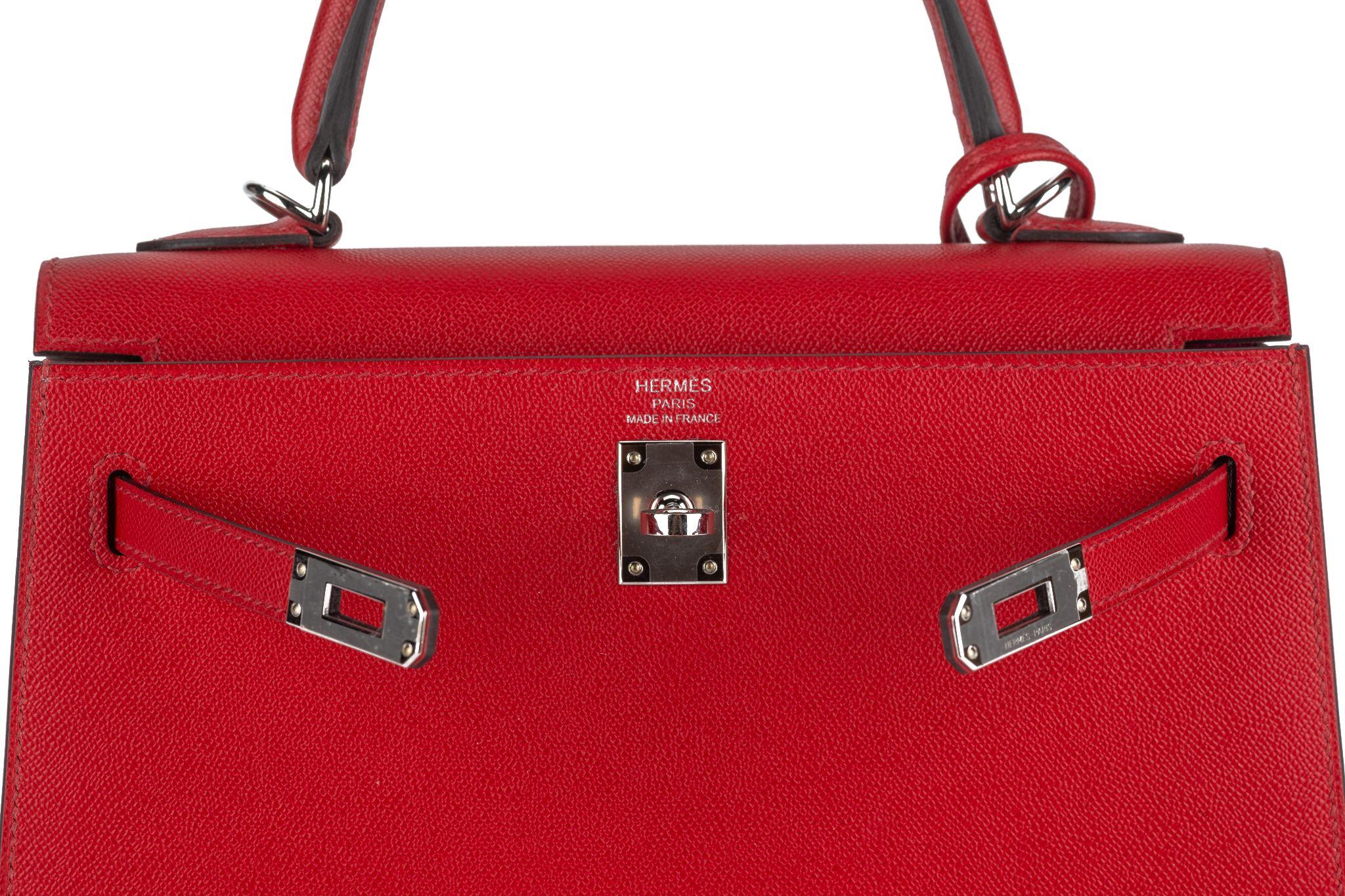Hermès Kelly 25 Sellier Verso Rouge Piment For Sale 6