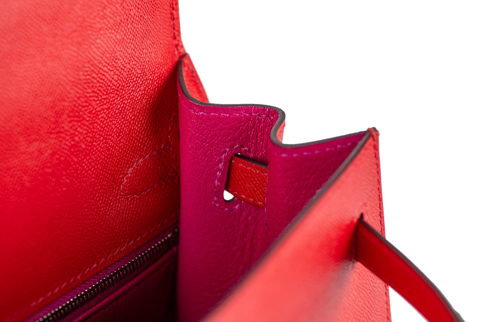 Hermès Kelly 25 Sellier Verso Rouge Piment For Sale 7