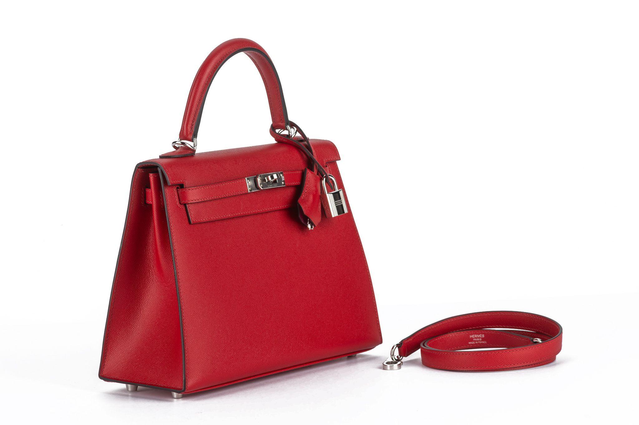 Red Hermès Kelly 25 Sellier Verso Rouge Piment For Sale