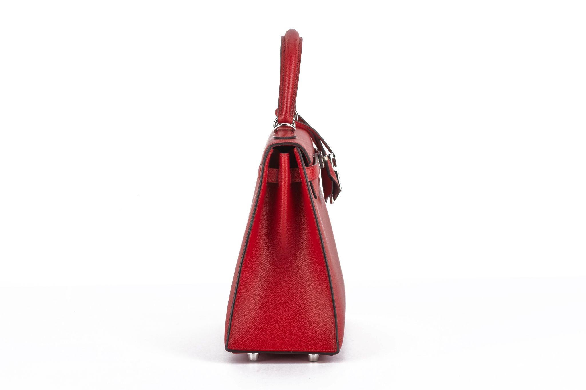 Women's Hermès Kelly 25 Sellier Verso Rouge Piment For Sale
